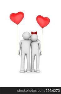 Ballooned love (love, valentine day series, 3d isolated characters)