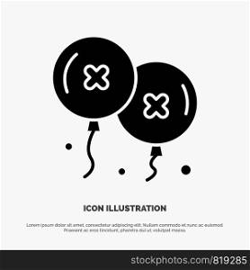 Balloons, Birthday, Birthday Party, Celebration solid Glyph Icon vector