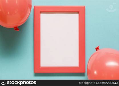 balloons empty frame blue background