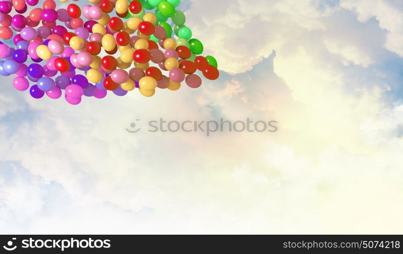 Balloons in sky. Image of colorful balloons flying in sky