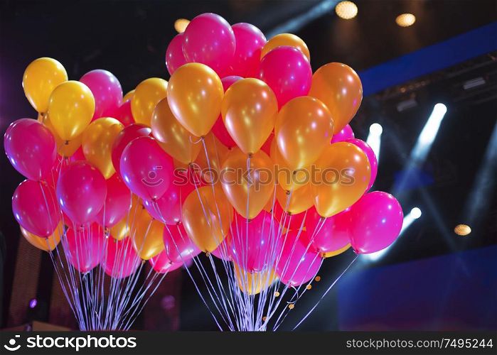 Balloons on the stage during the concert.