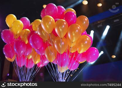 Balloons on the stage during the concert.