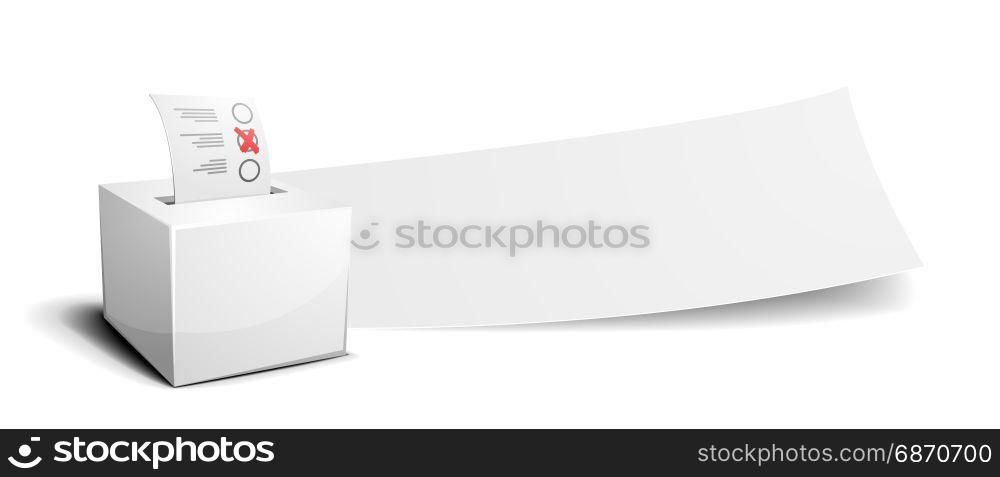 ballot box in front of an empty white banner, election concept, eps10 vector illustration