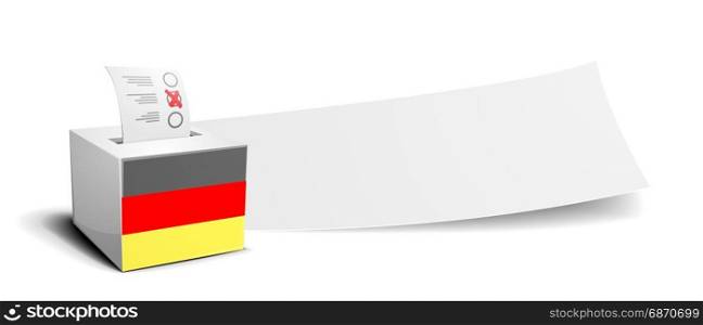 ballot box with national flag of germany in front of an empty banner, election concept, eps10 vector