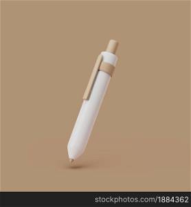 Ballpoint mechanical pen on pastel background. Simple 3d render illustration. Isolated object with soft shadows. Ballpoint mechanical pen on pastel background. Simple 3d render illustration.