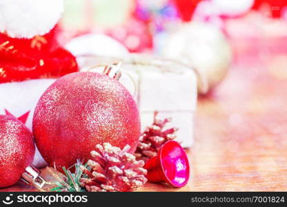 Balls and gifts with beautiful colors of Christmas.