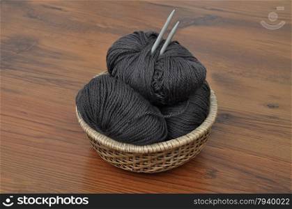Balls of wool in basket