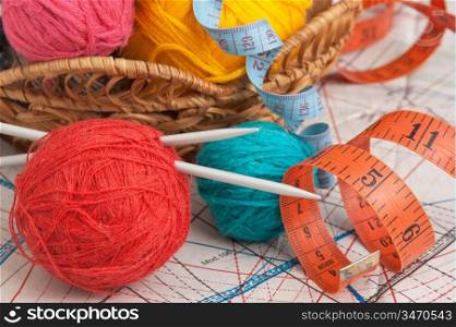 balls of yarn on a background pattern