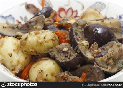Balti style aubergine and potato curry