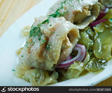 Baltic Herring Rolls Silakkarullat.Shallow depth-of-field