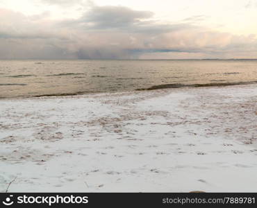 Baltic sea bay Gdynia Orlowo Poland. Beautiful winter landscape