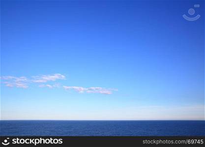 Baltic Sea - beautiful seascape with sea horizon and almost clear deep blue sky. Copyspace composition