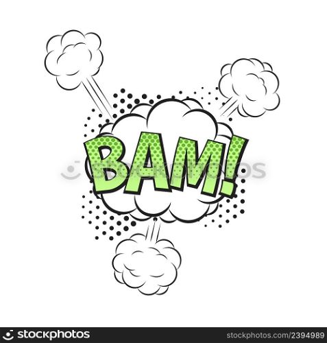 BAM, comic book explosion icon isolated. Stock vector. BAM, comic book explosion icon isolated. Vector
