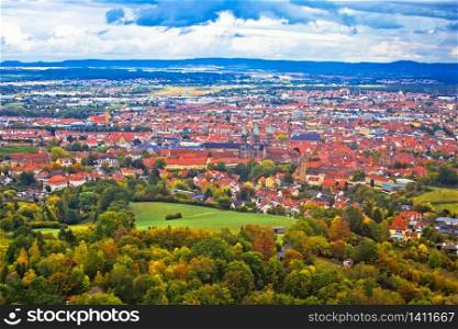 Bamberg. Aerial panoramic view of town of Bamberg, Upper Franconia, Bavaria region of Germany