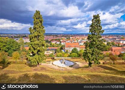 Bamberg. Scenic town of Bamberg rooftops view from Michaelsberg hill, Upper Franconia, Bavaria region of Germany