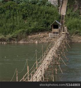 Bamboo bridge over Nam Khan river, Luang Prabang, Laos