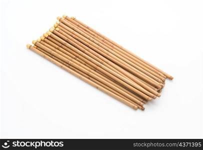 bamboo chopsticks on white background