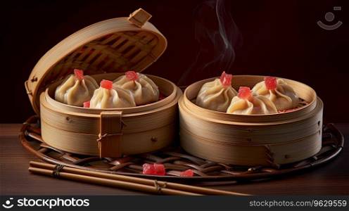 Bamboo contai≠r withχ≠s dumplings Ge≠rative AI