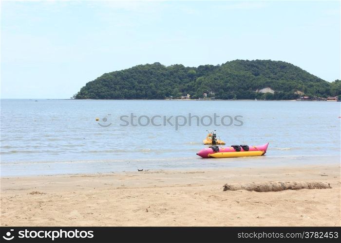 Banana boat in the sea