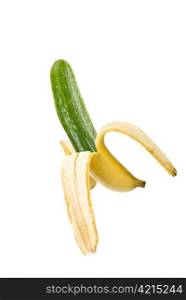 banana - cucumber isolated on a white background