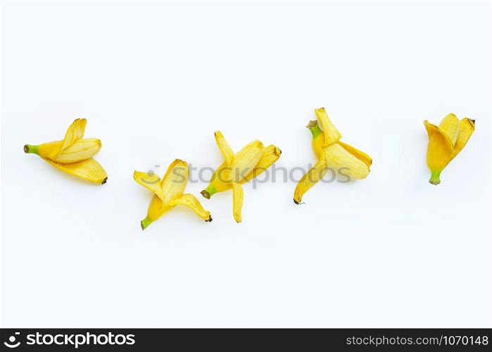 Banana isolated on white background. Top view