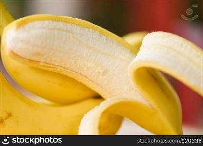 Banana peel / Close up od fresh ripe a banana fruit peeled - selective focus