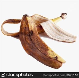 Banana peel isolated over white, horizontal image