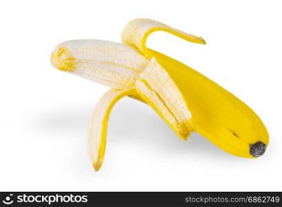 Banana peeled isolated on white background