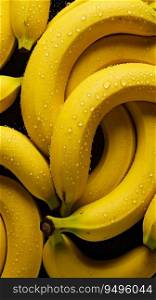 Banana Seamless Background with Glistening Raindrops of Water. Generative ai. High quality illustration. Banana Seamless Background with Glistening Raindrops of Water. Generative ai