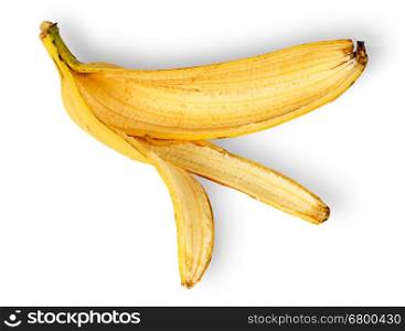 Banana skin deployed horizontally isolated on white background