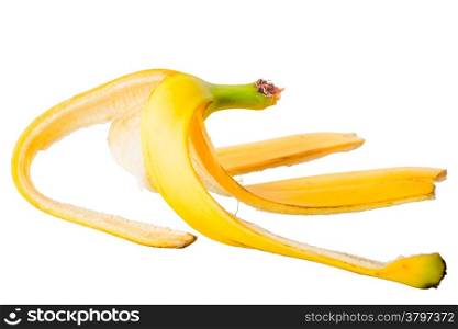 banana skin on a white background close-up
