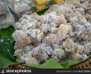 Banana with sticky rice, Thai traditional dessert