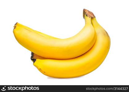 Bananas over white background