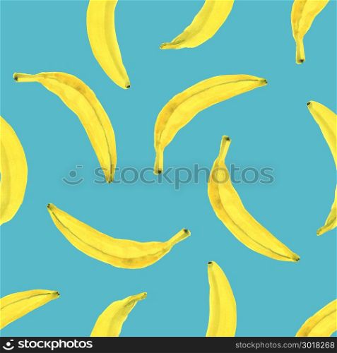 Bananas. Tropical pattern. Bananas. Seamless Tropical pattern, watercolor hand drawn illustration