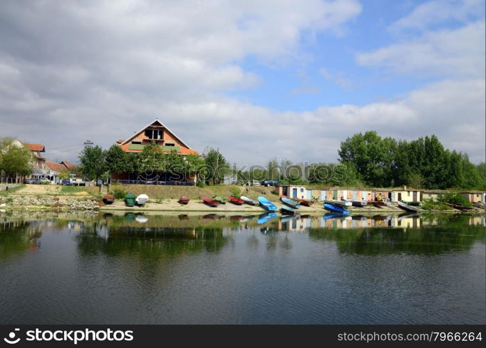 Banatska Palanka serbian fishing village cloudy day