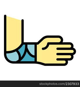 Bandage hand icon. Outline bandage hand vector icon color flat isolated. Bandage hand icon color outline vector