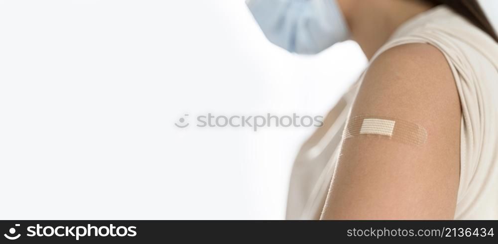 bandage young woman s arm
