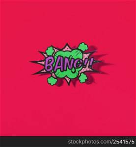 bang comic text pop art style red background