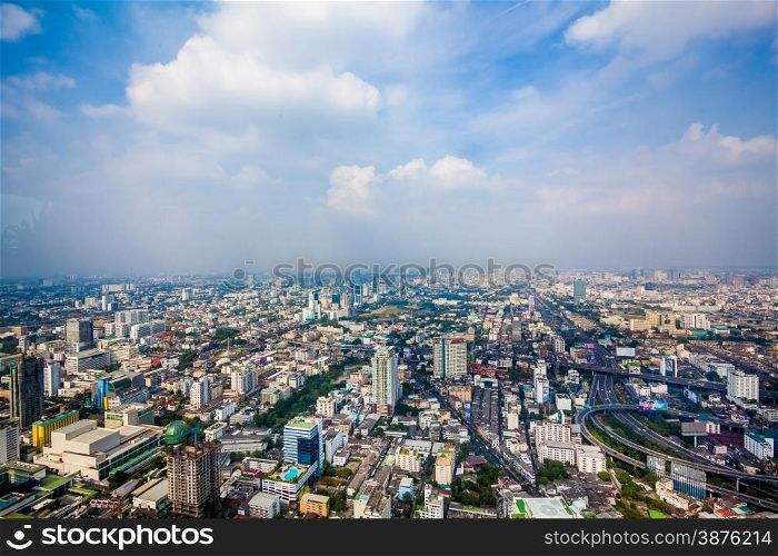BANGKOK 15 December : top view of sathorn district, sathorn district is one of 50 districts of Bangkok it bound by six other districts,large area and population. on 15 December 2013 Bangkok Thailand.