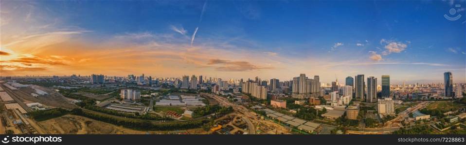 Bangkok city buildings cityscape, panorama downtown of Bangkok City Thailand