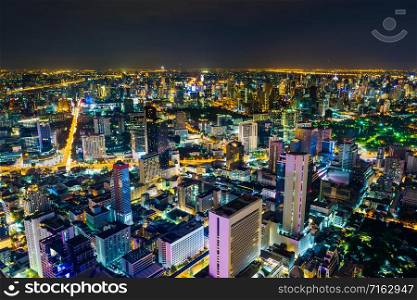 Bangkok city view at night, Thailand