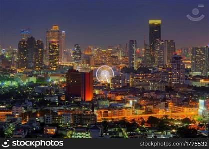 Bangkok cityscape. Bangkok night view in the business district. at dusk.. Bangkok night view