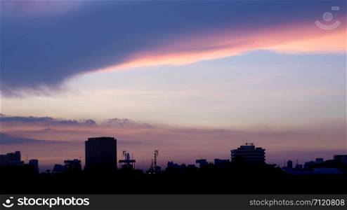Bangkok evening at sunset, silhouette background.