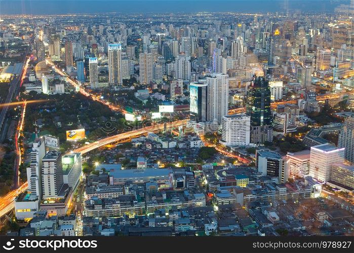 Bangkok night cityscape in Thailand