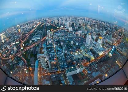 Bangkok night cityscape in Thailand