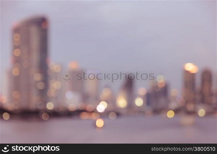 Bangkok skyline at night- Blurred bokeh background