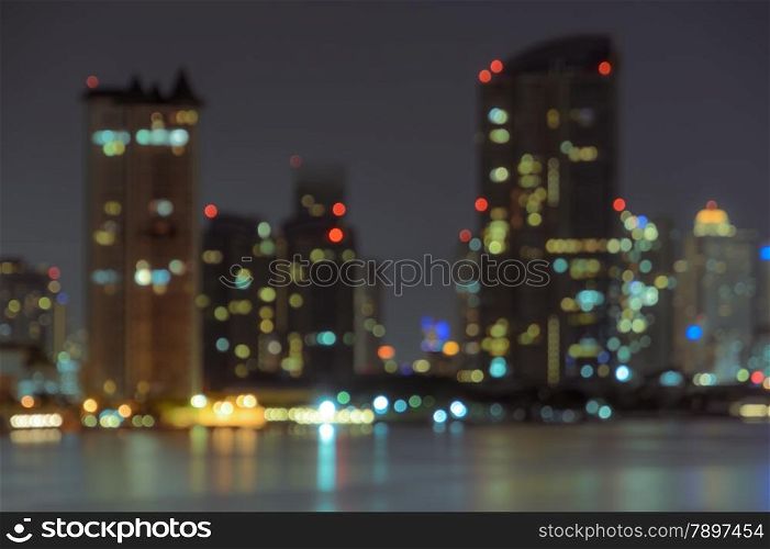 Bangkok skyline at night - Blurred bokeh background