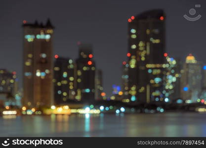 Bangkok skyline at night - Blurred bokeh background