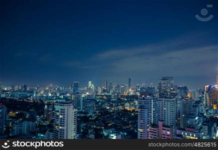 Bangkok skyline at night panorama. Bangkok skyline at night panorama.