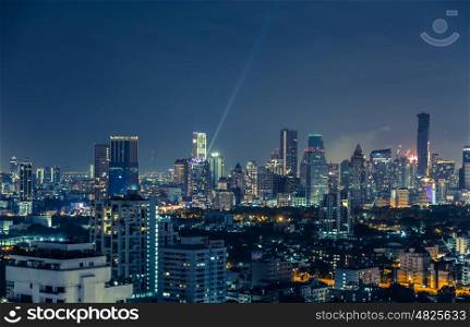Bangkok skyline at night panorama. Bangkok skyline at night panorama.